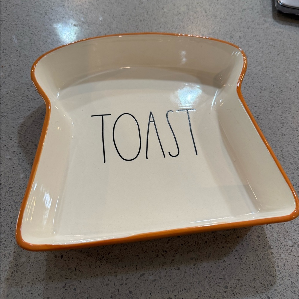 Rae Dunn Artisan collection by Magenta " TOAST" shaped ceramic plate